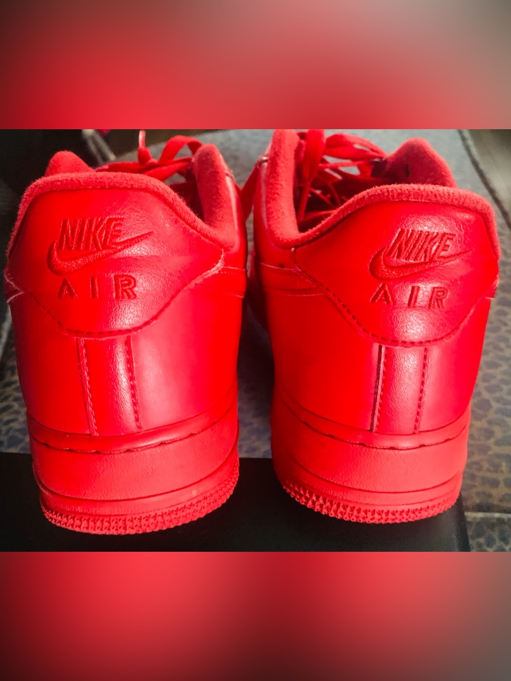 Nike Air Force 1 Men's Red Leather Low-Top Sneakers - Picture 5 of 9